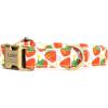 imagePersonalized Dog Collar with Name and Phone Number EngravedAdjustable Custom Puppy CollarOrganic Cotton Pet Collar for Small Medium Large Boy Girl DogsDancing Srawberries