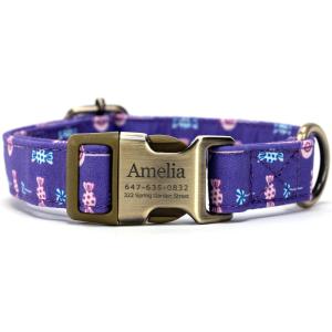 imagePersonalized Dog Collar with Name and Phone Number EngravedAdjustable Custom Puppy CollarOrganic Cotton Pet Collar for Small Medium Large Boy Girl Dogslollipop
