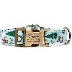 imagePersonalized Dog Collar with Name and Phone Number EngravedAdjustable Custom Puppy CollarOrganic Cotton Pet Collar for Small Medium Large Boy Girl DogsThe Santa