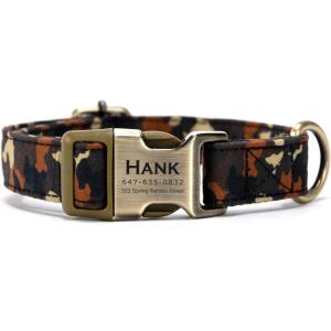 imagePersonalized Dog Collar with Name and Phone Number EngravedAdjustable Custom Puppy CollarOrganic Cotton Pet Collar for Small Medium Large Boy Girl DogsCamo