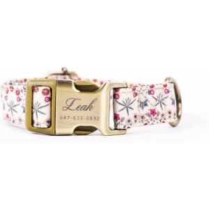 imagePersonalized Dog Collar with Name and Phone Number EngravedAdjustable Custom Puppy CollarOrganic Cotton Pet Collar for Small Medium Large Boy Girl DogsDaisy