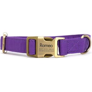 imagePersonalized Dog Collar with Name and Phone Number EngravedAdjustable Custom Puppy CollarOrganic Cotton Pet Collar for Small Medium Large Boy Girl DogsPurple Tornado