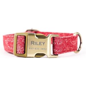 imagePersonalized Dog Collar with Name and Phone Number EngravedAdjustable Custom Puppy CollarOrganic Cotton Pet Collar for Small Medium Large Boy Girl DogsLarkspur