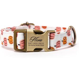 imagePersonalized Dog Collar with Name and Phone Number EngravedAdjustable Custom Puppy CollarOrganic Cotton Pet Collar for Small Medium Large Boy Girl DogsLove Halloween