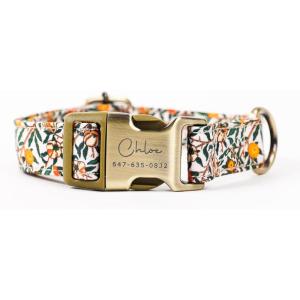 imagePersonalized Dog Collar with Name and Phone Number EngravedAdjustable Custom Puppy CollarOrganic Cotton Pet Collar for Small Medium Large Boy Girl DogsPomegranate