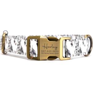 imagePersonalized Dog Collar with Name and Phone Number EngravedAdjustable Custom Puppy CollarOrganic Cotton Pet Collar for Small Medium Large Boy Girl DogsEucalyptus