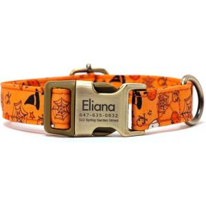 imagePersonalized Dog Collar with Name and Phone Number EngravedAdjustable Custom Puppy CollarOrganic Cotton Pet Collar for Small Medium Large Boy Girl DogsMagic Halloween