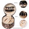 imageAngelinas Palace Round Jewelry Organizer Case Travel Bag Bridesmaid Gifts Silk Satin Box for Necklace Earring Bracelet Ringleopardleopard