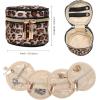 imageAngelinas Palace Round Jewelry Organizer Case Travel Bag Bridesmaid Gifts Silk Satin Box for Necklace Earring Bracelet Ringleopardleopard