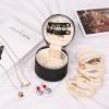 imageAngelinas Palace Round Jewelry Organizer Case Travel Bag Bridesmaid Gifts Vegan Leather Box for Necklace Earring Bracelet Ringblossom fuschiaBlack