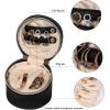 imageAngelinas Palace Round Jewelry Organizer Case Travel Bag Bridesmaid Gifts Vegan Leather Box for Necklace Earring Bracelet Ringblossom fuschiaBlack