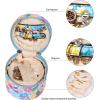 imageAngelinas Palace Round Jewelry Organizer Case Travel Bag Bridesmaid Gifts Vegan Leather Box for Necklace Earring Bracelet Ringblossom fuschiaBlossom blue