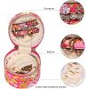 imageAngelinas Palace Round Jewelry Organizer Case Travel Bag Bridesmaid Gifts Vegan Leather Box for Necklace Earring Bracelet Ringblossom fuschiaBlossom fuschia