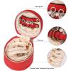 imageAngelinas Palace Round Jewelry Organizer Case Travel Bag Bridesmaid Gifts Vegan Leather Box for Necklace Earring Bracelet Ringblossom fuschiaLight red