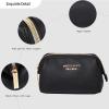 imageAngelinas Palace Vegan Leather Waterproof Travel Cosmetic Bag Toiletry Organizer Makeup Pouchesdark chambrayBlack