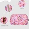 imageAngelinas Palace Vegan Leather Waterproof Travel Cosmetic Bag Toiletry Organizer Makeup Pouchesdark chambrayBlossom pink