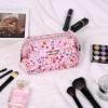 imageAngelinas Palace Vegan Leather Waterproof Travel Cosmetic Bag Toiletry Organizer Makeup Pouchesdark chambrayBlossom pink
