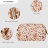 imageAngelinas Palace Vegan Leather Waterproof Travel Cosmetic Bag Toiletry Organizer Makeup Pouchesdark chambrayBlossom tan