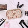 imageAngelinas Palace Vegan Leather Waterproof Travel Cosmetic Bag Toiletry Organizer Makeup Pouchesdark chambrayBlossom tan