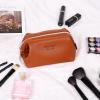 imageAngelinas Palace Vegan Leather Waterproof Travel Cosmetic Bag Toiletry Organizer Makeup Pouchesdark chambrayBran