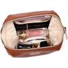 imageAngelinas Palace Vegan Leather Waterproof Travel Cosmetic Bag Toiletry Organizer Makeup Pouchesdark chambrayBran