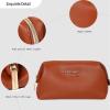 imageAngelinas Palace Vegan Leather Waterproof Travel Cosmetic Bag Toiletry Organizer Makeup Pouchesdark chambrayBran