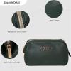 imageAngelinas Palace Vegan Leather Waterproof Travel Cosmetic Bag Toiletry Organizer Makeup Pouchesdark chambrayDeep evergreen