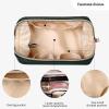 imageAngelinas Palace Vegan Leather Waterproof Travel Cosmetic Bag Toiletry Organizer Makeup Pouchesdark chambrayDeep evergreen