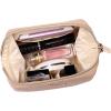imageAngelinas Palace Vegan Leather Waterproof Travel Cosmetic Bag Toiletry Organizer Makeup Pouchesdark chambrayLight fawn