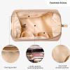 imageAngelinas Palace Vegan Leather Waterproof Travel Cosmetic Bag Toiletry Organizer Makeup Pouchesdark chambrayLight fawn