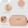 imageAngelinas Palace Vegan Leather Waterproof Travel Cosmetic Bag Toiletry Organizer Makeup Pouchesdark chambrayLight fawn
