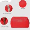imageAngelinas Palace Vegan Leather Waterproof Travel Cosmetic Bag Toiletry Organizer Makeup Pouchesdark chambrayLight red