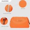imageAngelinas Palace Vegan Leather Waterproof Travel Cosmetic Bag Toiletry Organizer Makeup Pouchesdark chambrayLight terracotta