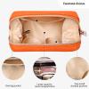 imageAngelinas Palace Vegan Leather Waterproof Travel Cosmetic Bag Toiletry Organizer Makeup Pouchesdark chambrayLight terracotta