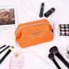 imageAngelinas Palace Vegan Leather Waterproof Travel Cosmetic Bag Toiletry Organizer Makeup Pouchesdark chambrayLight terracotta