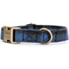 imagePersonalized Dog Collar with Name and Phone Number EngravedAdjustable Custom Puppy CollarOrganic Cotton Pet Collar for Small Medium Large Boy Girl DogsPlaid Blue