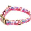 imagePersonalized Dog Collar with Name and Phone Number EngravedAdjustable Custom Puppy CollarOrganic Cotton Pet Collar for Small Medium Large Boy Girl DogsBlooms