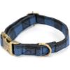imagePersonalized Dog Collar with Name and Phone Number EngravedAdjustable Custom Puppy CollarOrganic Cotton Pet Collar for Small Medium Large Boy Girl DogsPlaid Blue