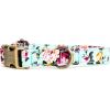 imagePersonalized Dog Collar with Name and Phone Number EngravedAdjustable Custom Puppy CollarOrganic Cotton Pet Collar for Small Medium Large Boy Girl DogsBouquet Blue