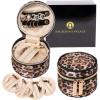imageAngelinas Palace Round Jewelry Organizer Case Travel Bag Bridesmaid Gifts Silk Satin Box for Necklace Earring Bracelet Ringleopardleopard