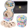 imageAngelinas Palace Round Jewelry Organizer Case Travel Bag Bridesmaid Gifts Vegan Leather Box for Necklace Earring Bracelet Ringblossom fuschiaBlossom blue