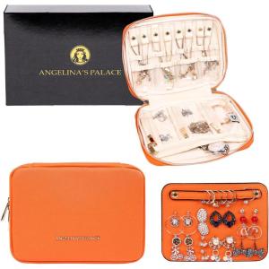 imageAngelinas Palace Large Jewelry Organizer Case Bridesmaid Gifts Vegan Leather Waterproof Travel Jewelry Storage Bag for Necklace Earring Bracelet Ringsoft pinklight terracotta