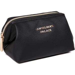 imageAngelinas Palace Vegan Leather Waterproof Travel Cosmetic Bag Toiletry Organizer Makeup Pouchesdark chambrayBlack