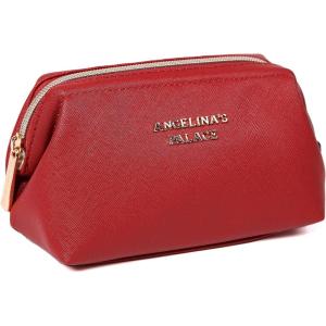 imageAngelinas Palace Vegan Leather Waterproof Travel Cosmetic Bag Toiletry Organizer Makeup Pouchesdark chambrayBrandy