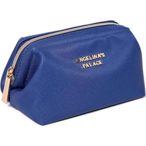 imageAngelinas Palace Vegan Leather Waterproof Travel Cosmetic Bag Toiletry Organizer Makeup Pouchesdark chambrayDark chambray