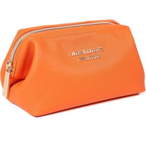 imageAngelinas Palace Vegan Leather Waterproof Travel Cosmetic Bag Toiletry Organizer Makeup Pouchesdark chambrayLight terracotta