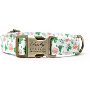 imagePersonalized Dog Collar with Name and Phone Number EngravedAdjustable Custom Puppy CollarOrganic Cotton Pet Collar for Small Medium Large Boy Girl DogsCloves