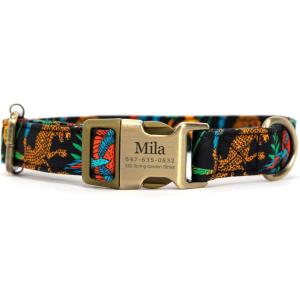 imagePersonalized Dog Collar with Name and Phone Number EngravedAdjustable Custom Puppy CollarOrganic Cotton Pet Collar for Small Medium Large Boy Girl DogsJungle