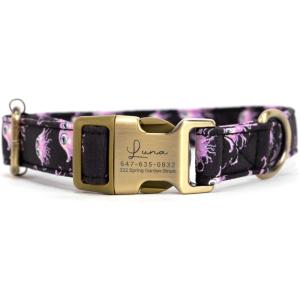 imagePersonalized Dog Collar with Name and Phone Number EngravedAdjustable Custom Puppy CollarOrganic Cotton Pet Collar for Small Medium Large Boy Girl DogsJellyfish