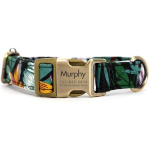 imagePersonalized Dog Collar with Name and Phone Number EngravedAdjustable Custom Puppy CollarOrganic Cotton Pet Collar for Small Medium Large Boy Girl DogsTropical Night